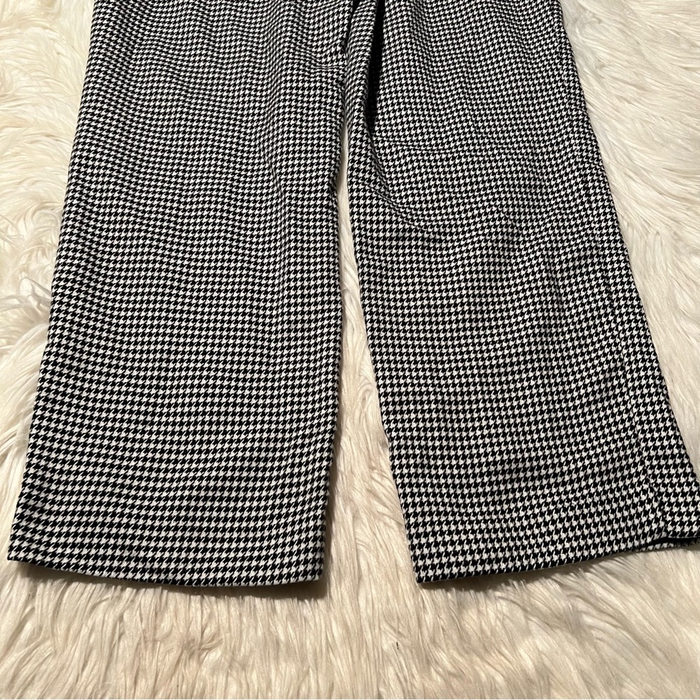 Zara Basic Cropped Houndstooth Trousers White Bla… - image 10